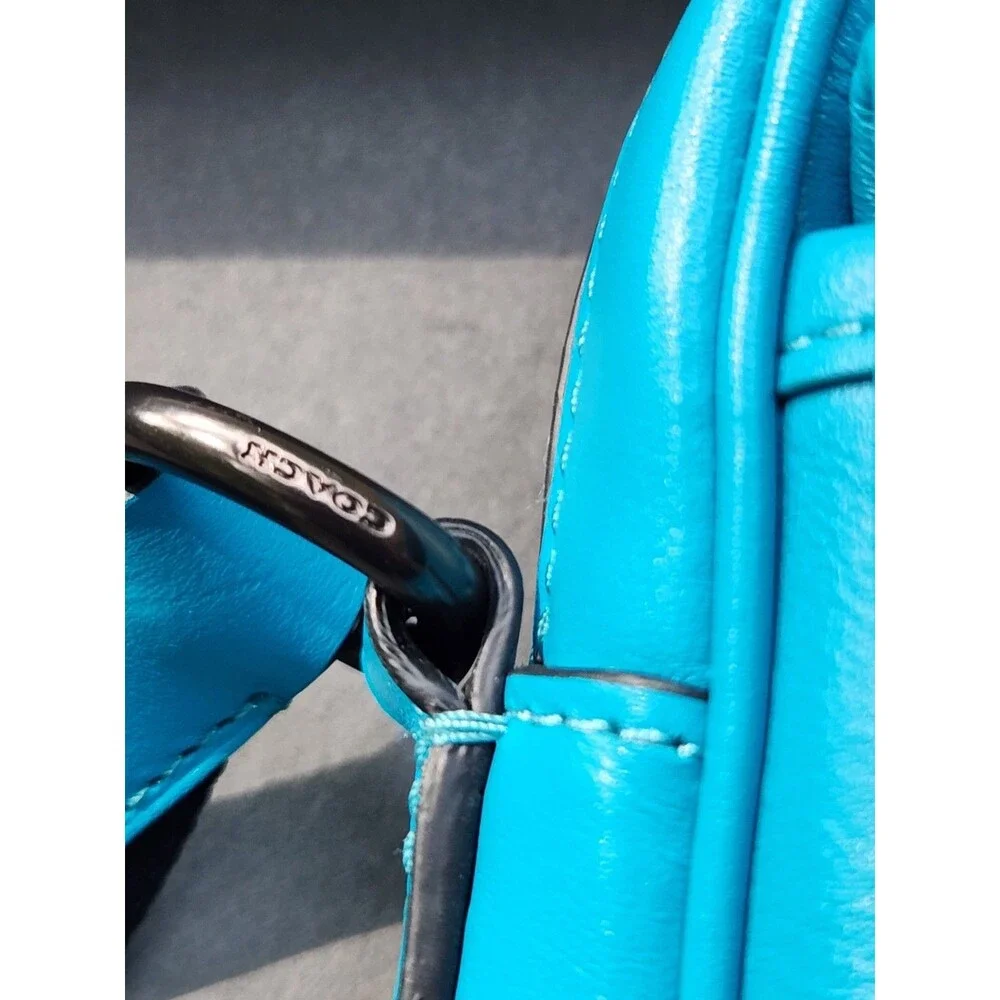 Coach Heritage Crossbody Bag Turquoise Blue Smooth Calf Leather C1269 Turnlock
